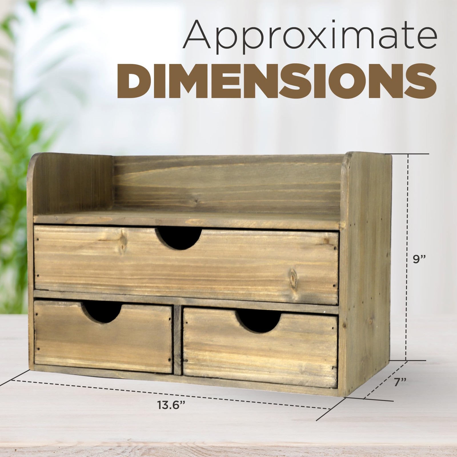 Besti Wooden Office Desk Organizer – Organizing Tool for Rustic Burnt