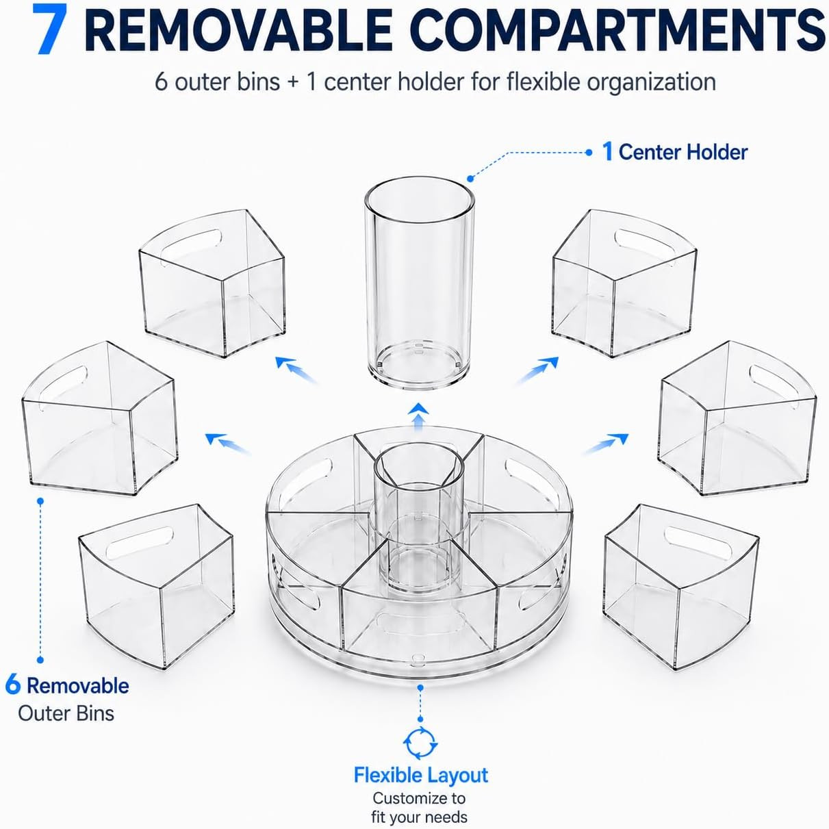 Rotating Organizer, Clear Acrylic Pen Holder and Pen Organizer for Desk, Art Sup