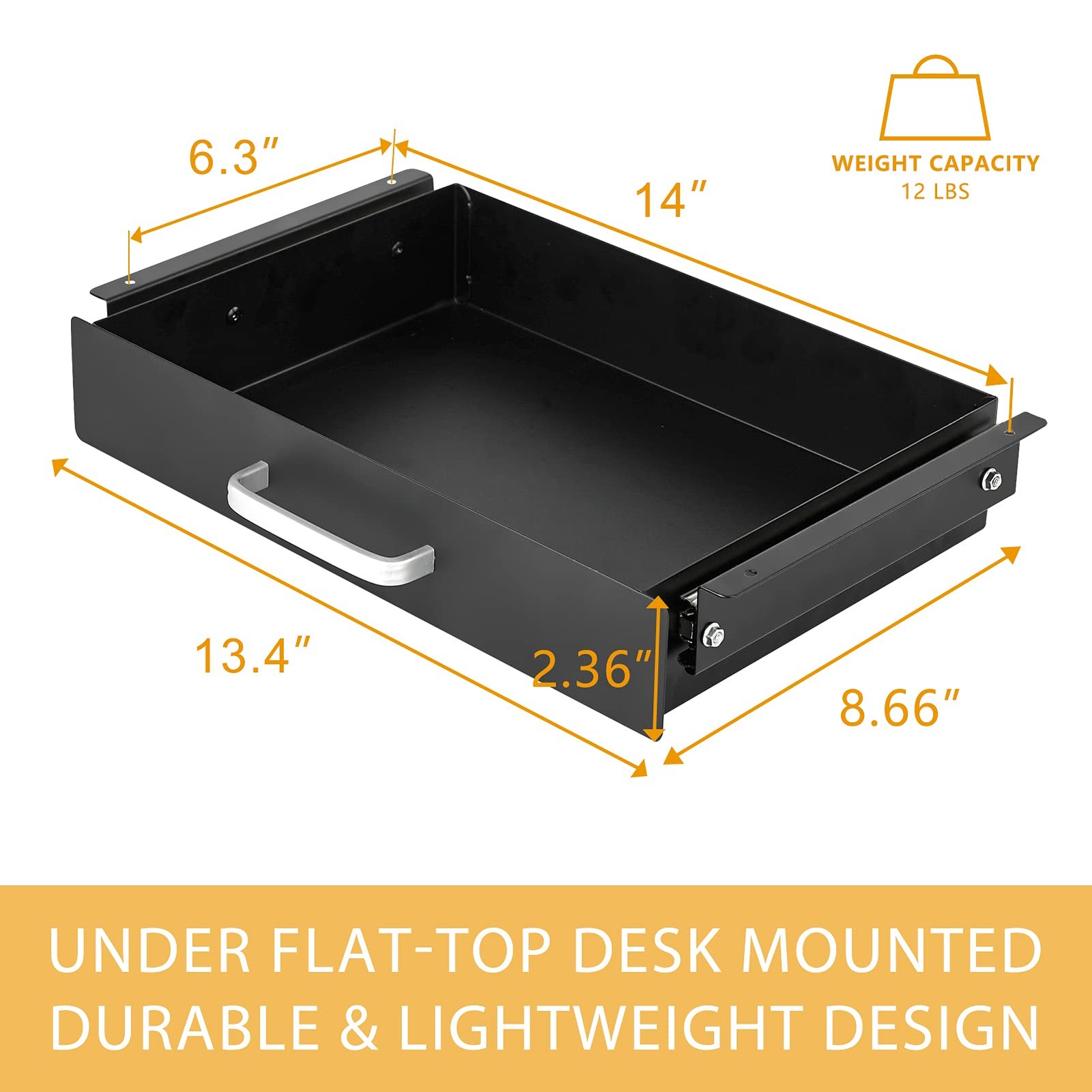 Under Desk Pull-Out Drawer Mounted Slide-Out Pencil Storage Organizer Office