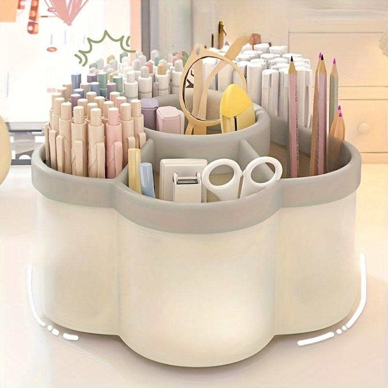 360° Rotating Cute Pen Holder Large Capacity Desktop Stationery Storage