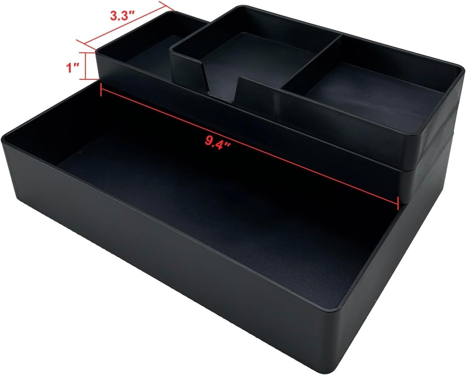 Rectangular Plastic Desk Organizer Half Accessory Tray 9.4″ x 3.3″ x 1″ Black