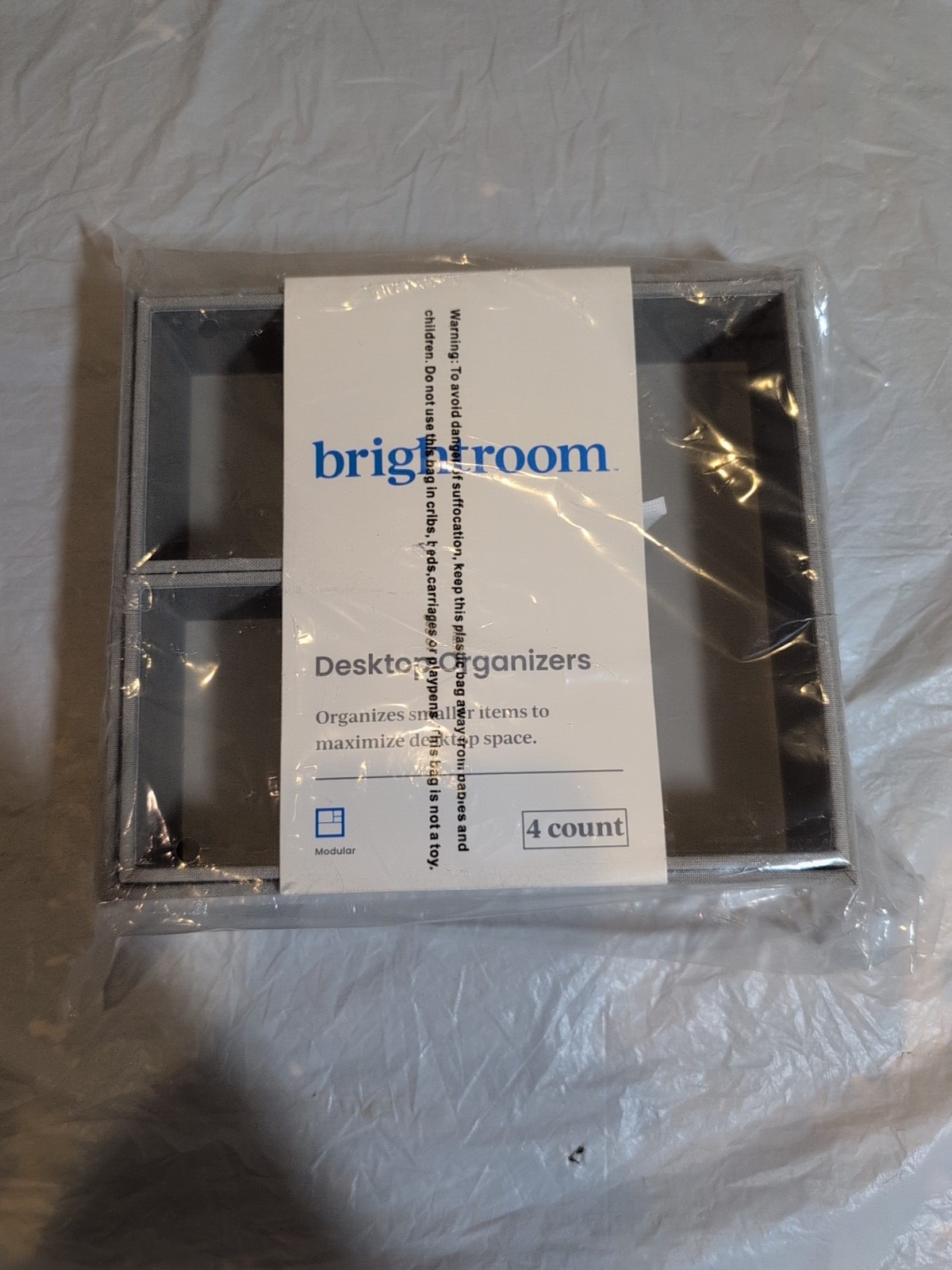 Four Count Desktop Organizer Grey – Brightroom 4 boxes assorted sizes