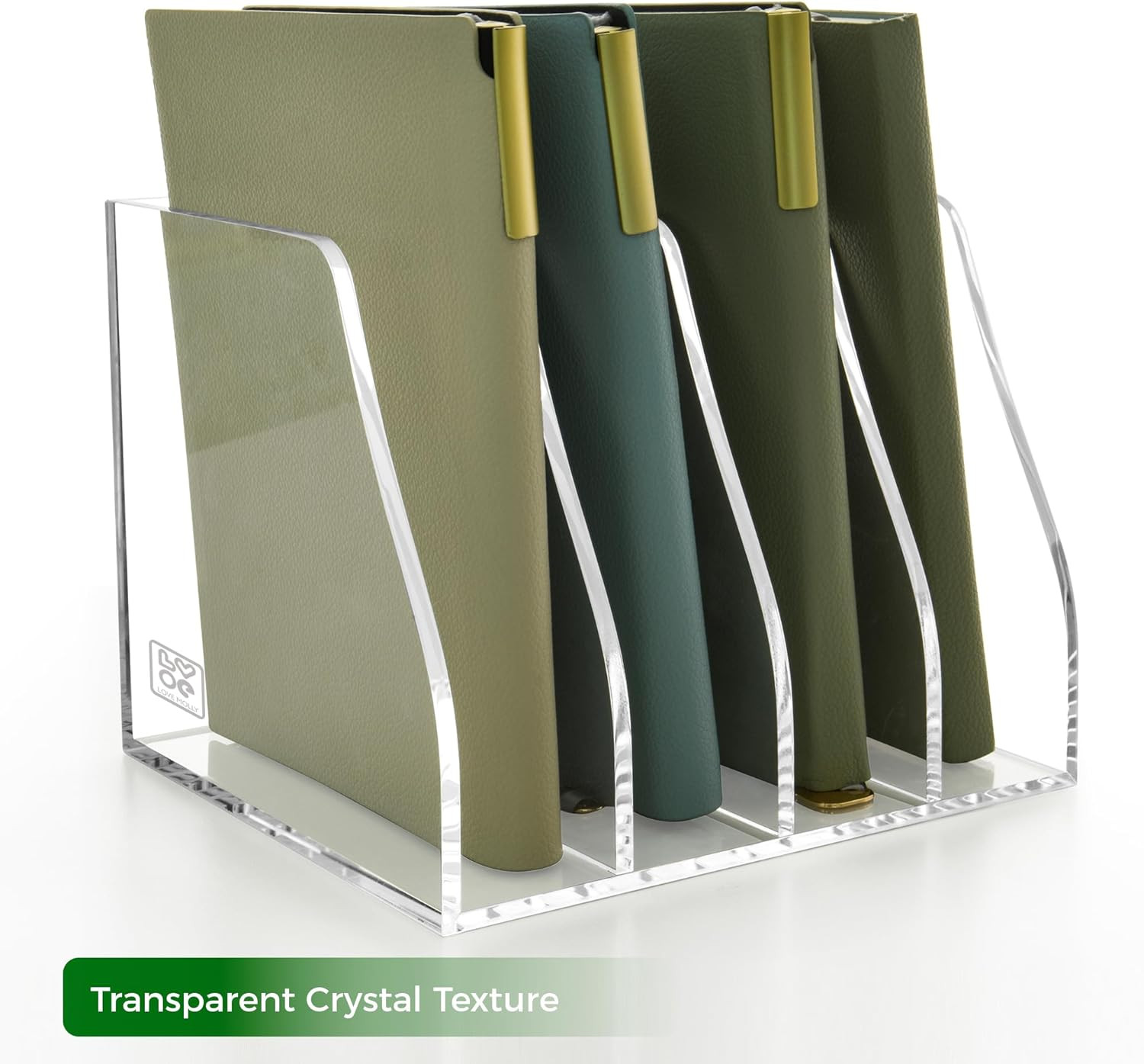 Acrylic Magazine File Holder – 4-Slot Clear Desk Organizer, Vertical Document So