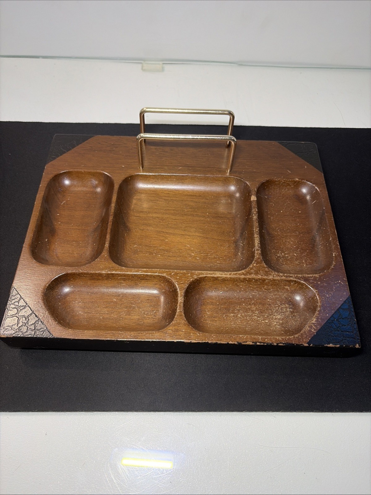 Vintage SWANK Wood Desk Organizer DRESSER CADDY