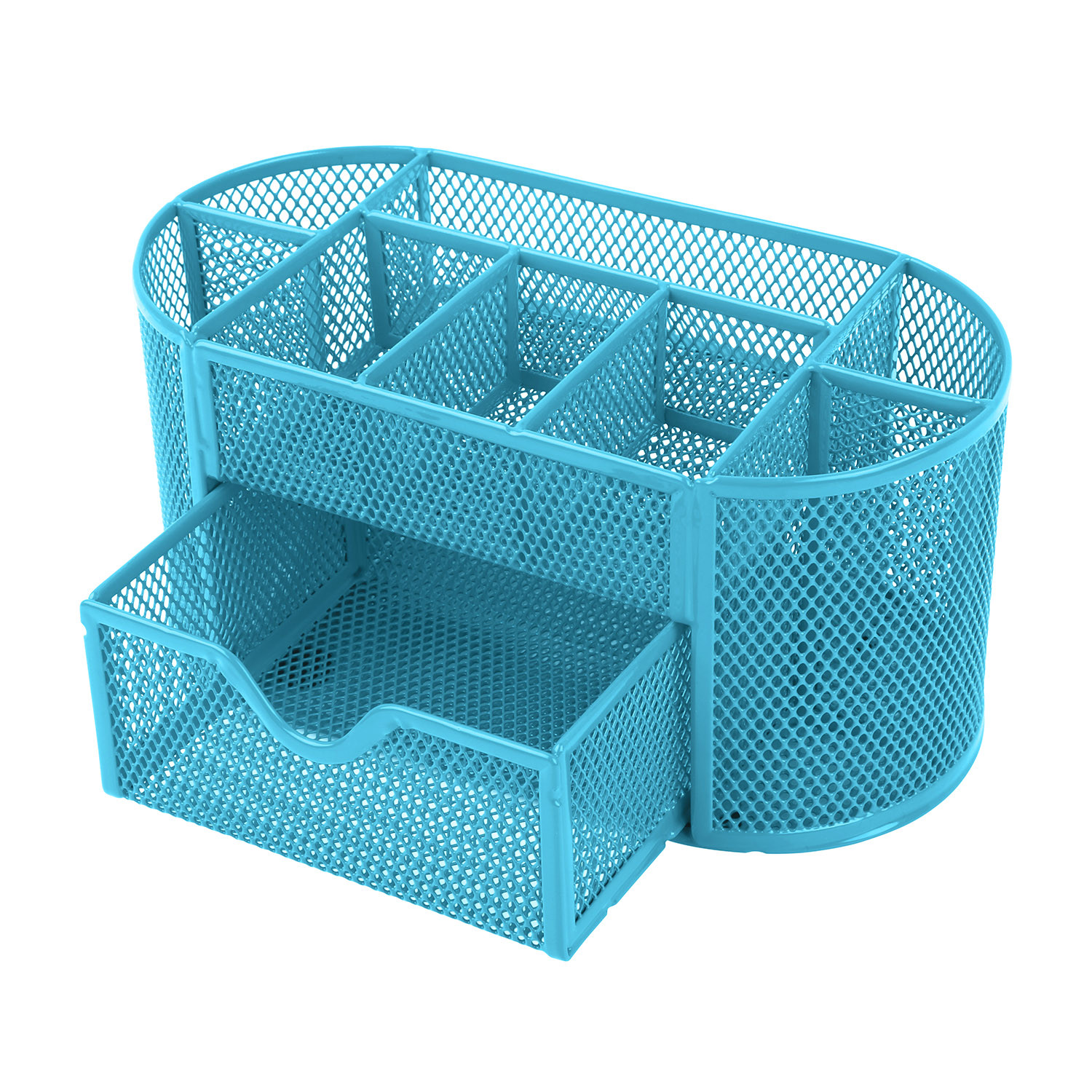 Desk Organizer Metal Mesh Office Pen Pencil Holder Storage Desktop Tray Blue