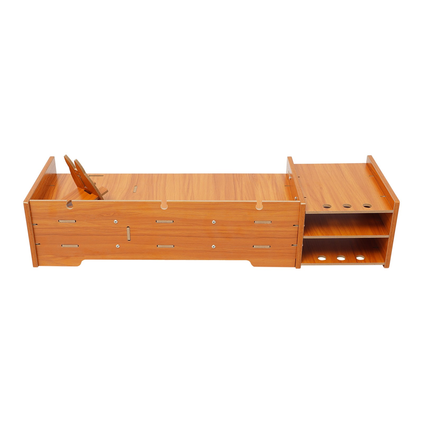 Wood Desk Organizer Office Home Computer Monitor Stand Holder Desktop Storage
