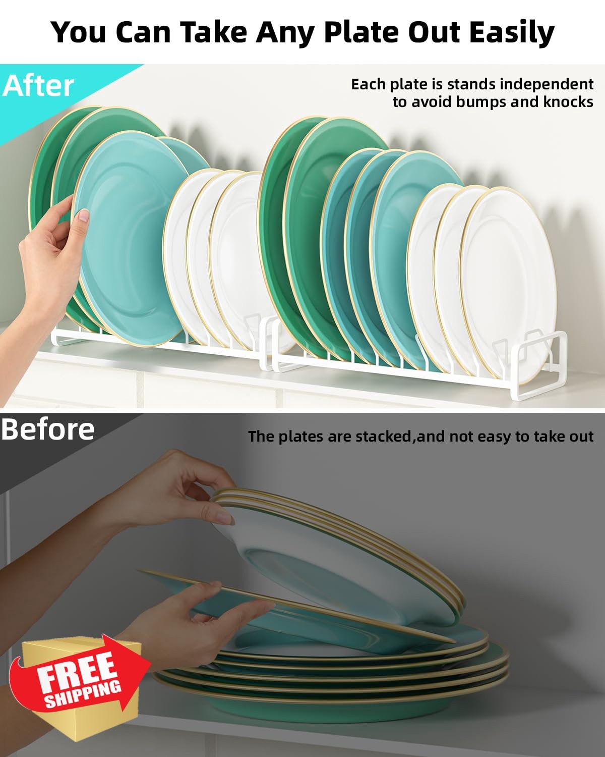 Blisskyn White Plate Organizer 8 Slots (2-Pack)