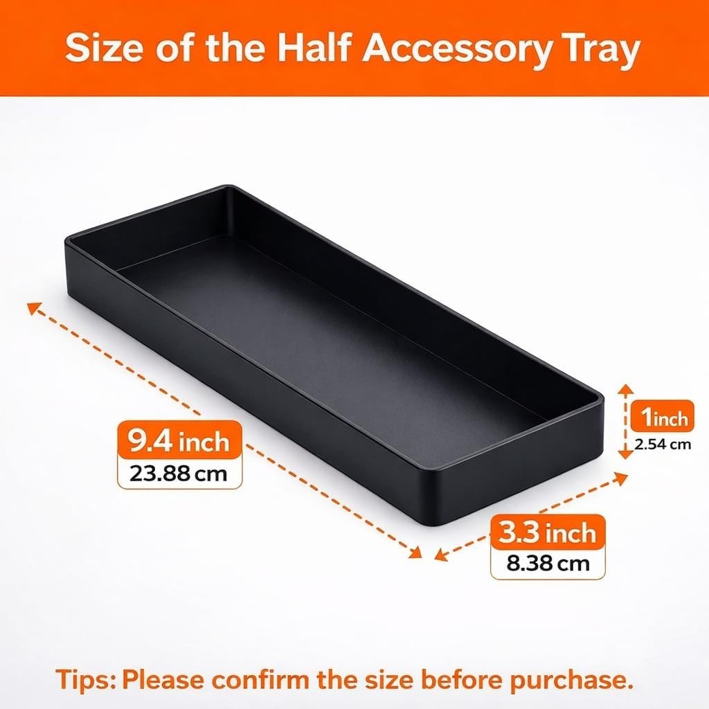 Elegant Plastic Half Accessory Tray for Efficient Workspace Organization, Black