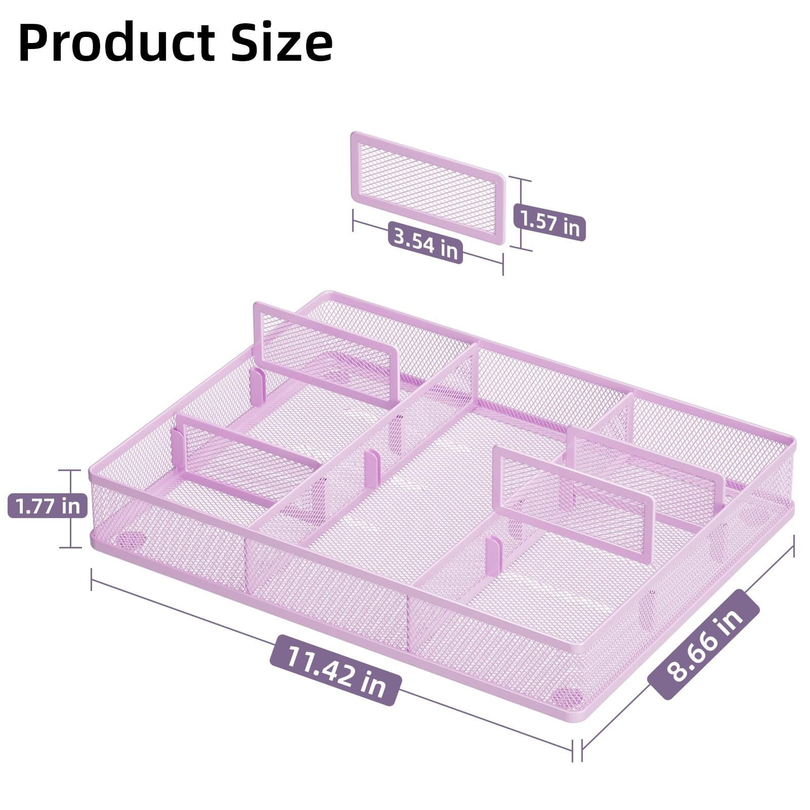 Desk Drawer Organizer, Metal Mesh Drawer Organizer Tray with 5 Adjustable Com…
