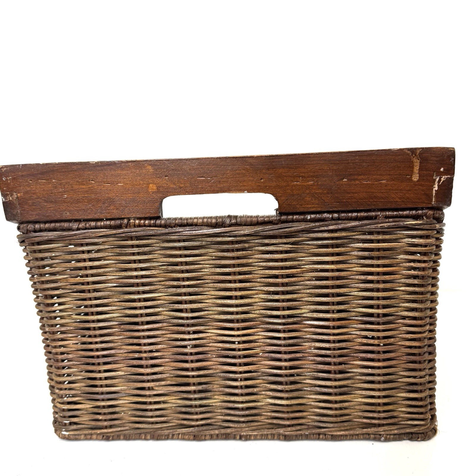 Vintage Wicker Rattan Desk Organizer Letter Storage Mail Holder Caddy 12×9”