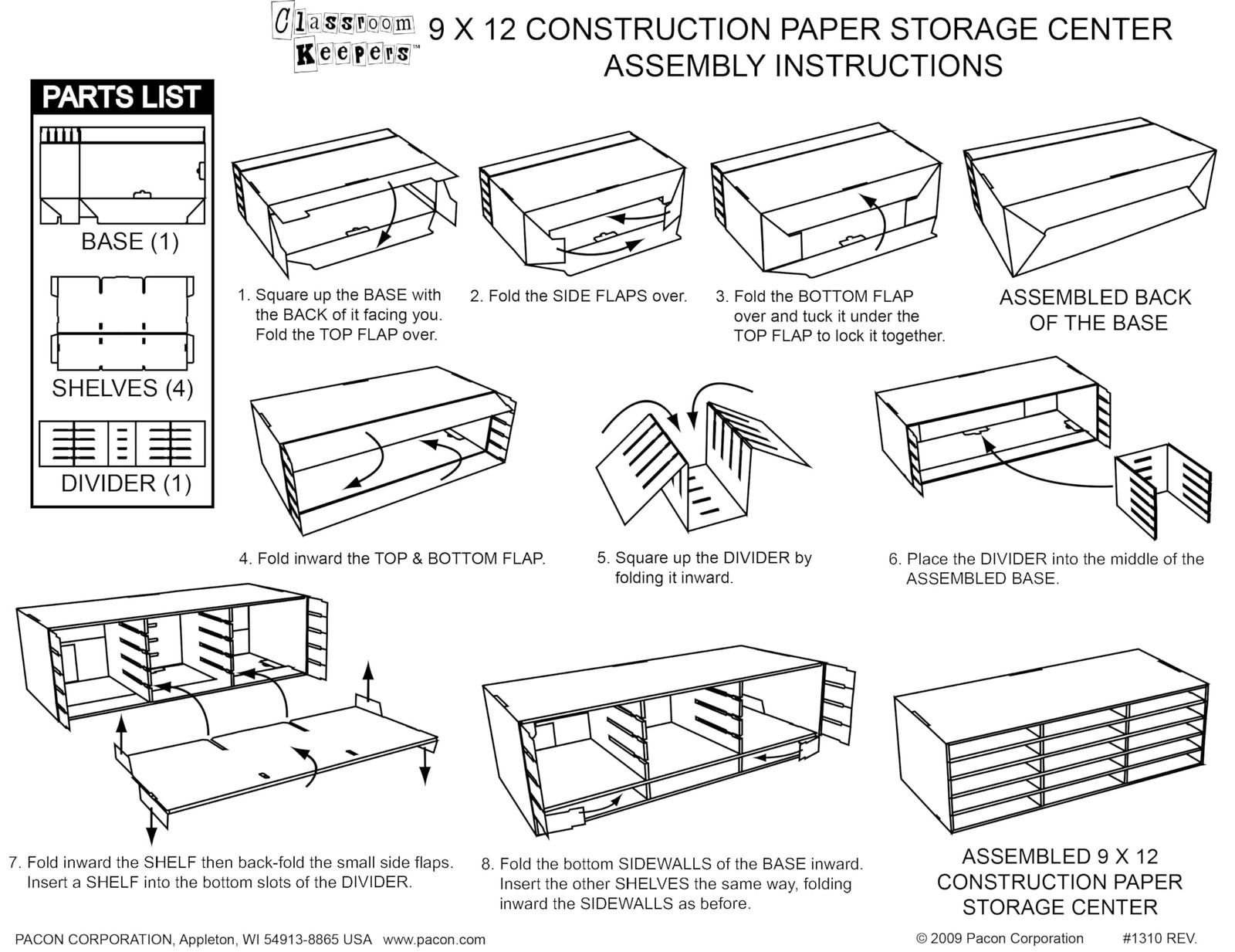 Classroom Keepers 9″ x 12″ Construction Paper Storage, 15-Slot, White, 9-3/8″…