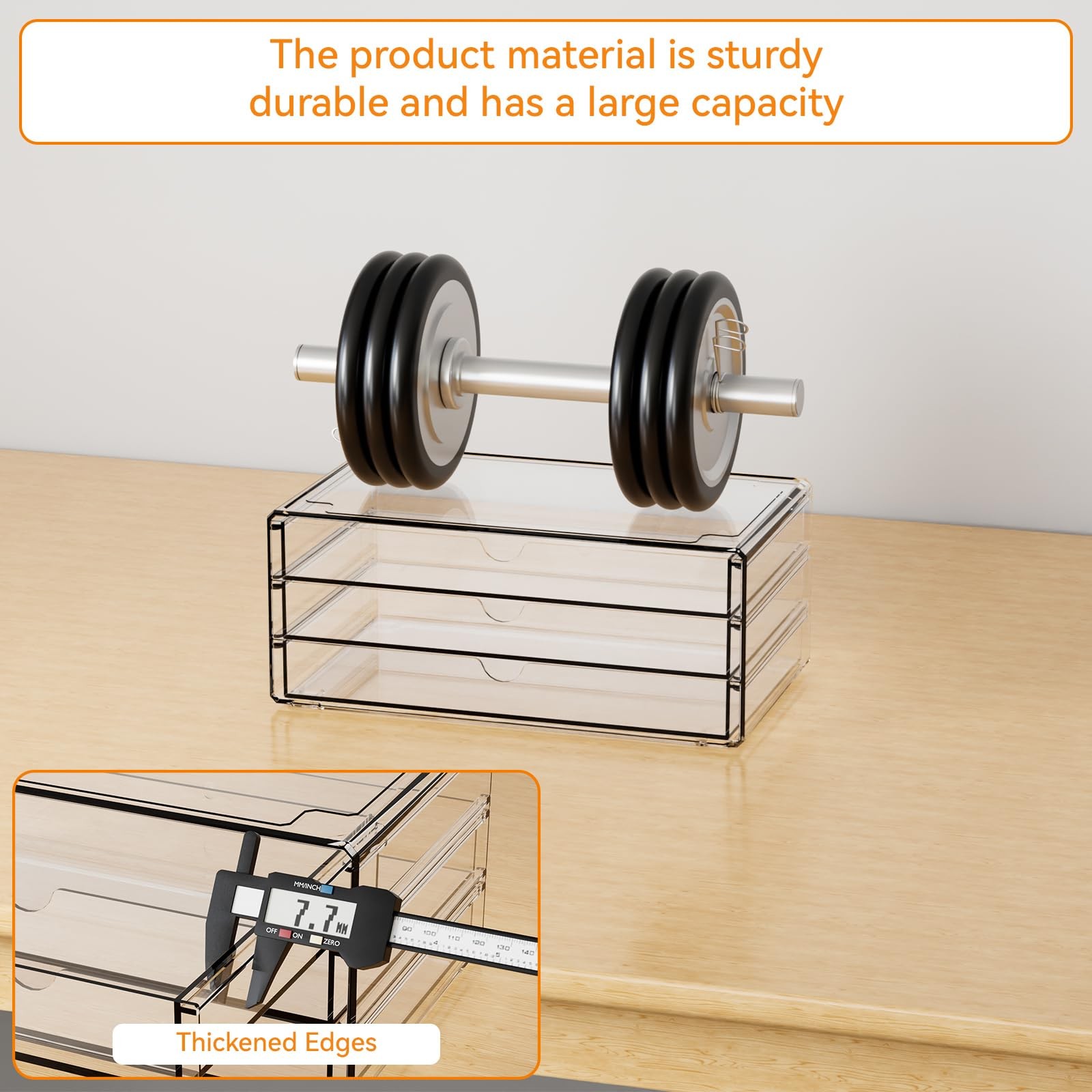 11.1 Inch Long Clear Drawer Organizers Stackable,3 Pack Small Acrylic Drawers…