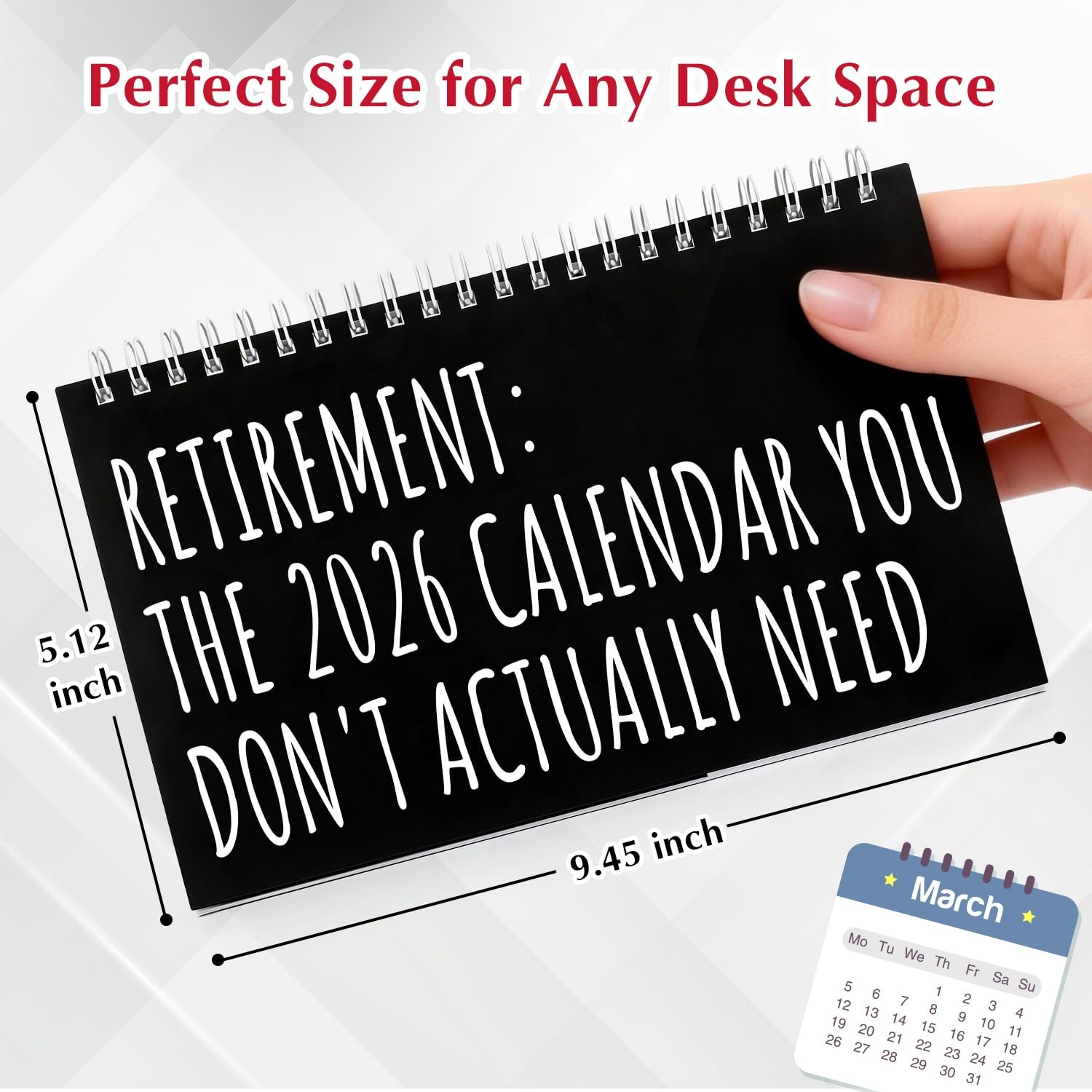 Funny Calendar Gifts 2026,Gag Retirement for Women Men,Novelty Black