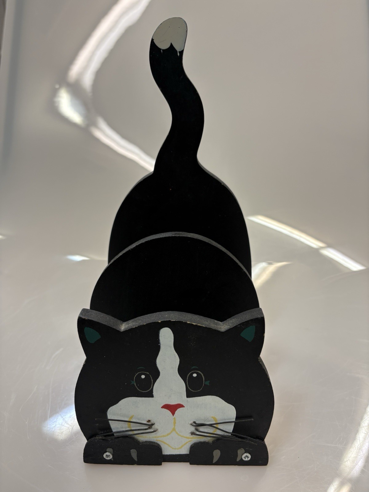 CAT LOVERS DESK ORGANIZER Handmade 2 Section Desk/Napkin Holder 9.75x5x5”