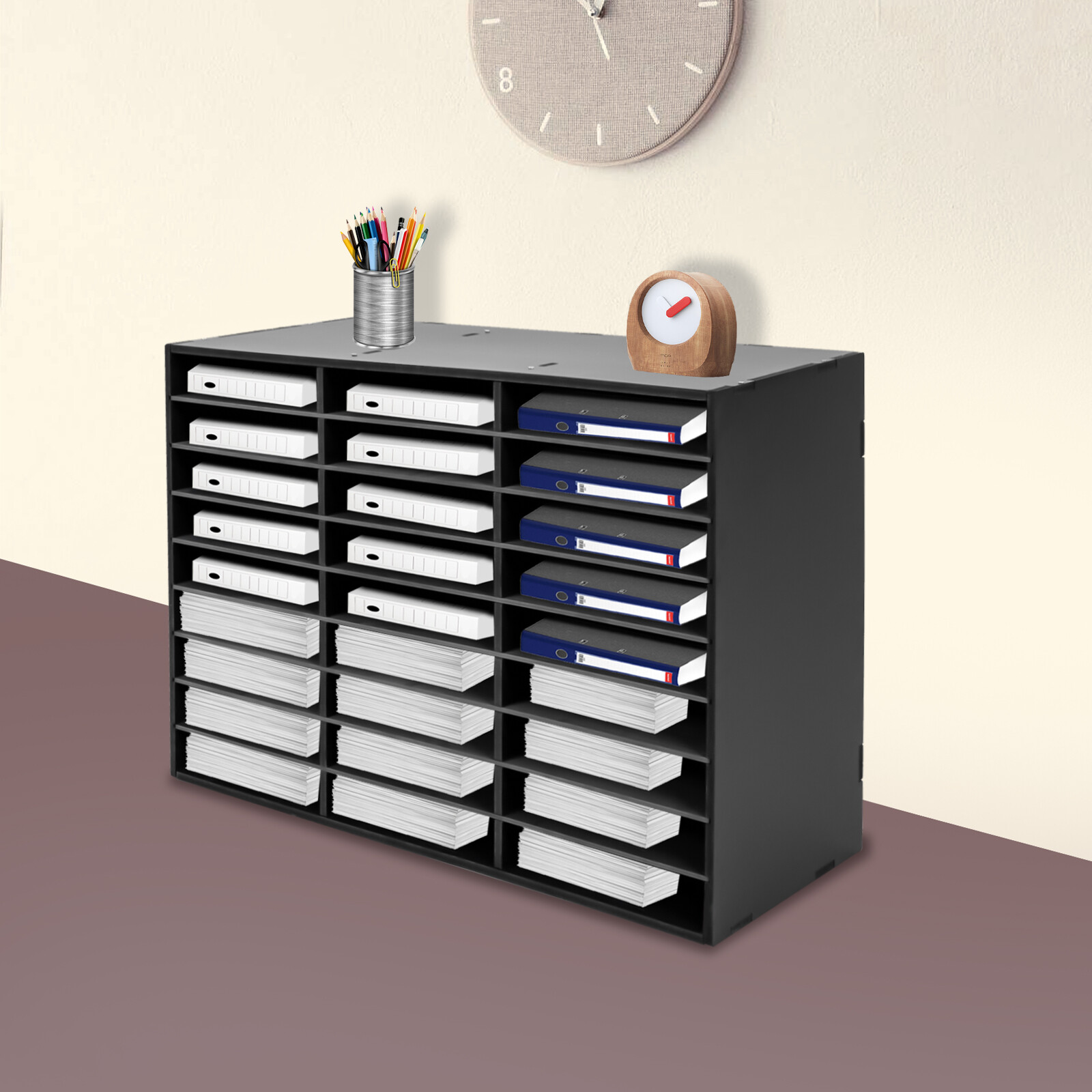 Literature Organizer Desktop File Sorter Magazine Mail Paper Display Stand Black