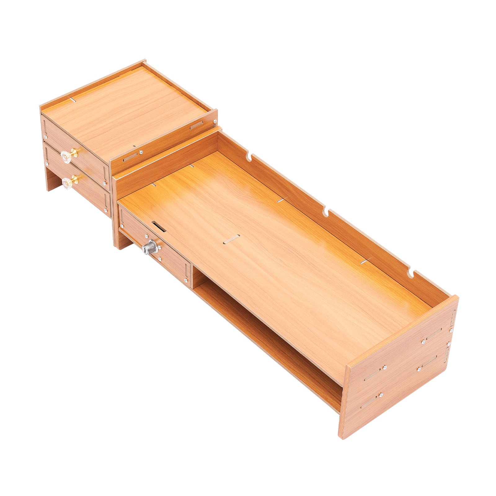 Wooden Desk Organizer with Drawers Office Supplies Computer Desktop Tabletop