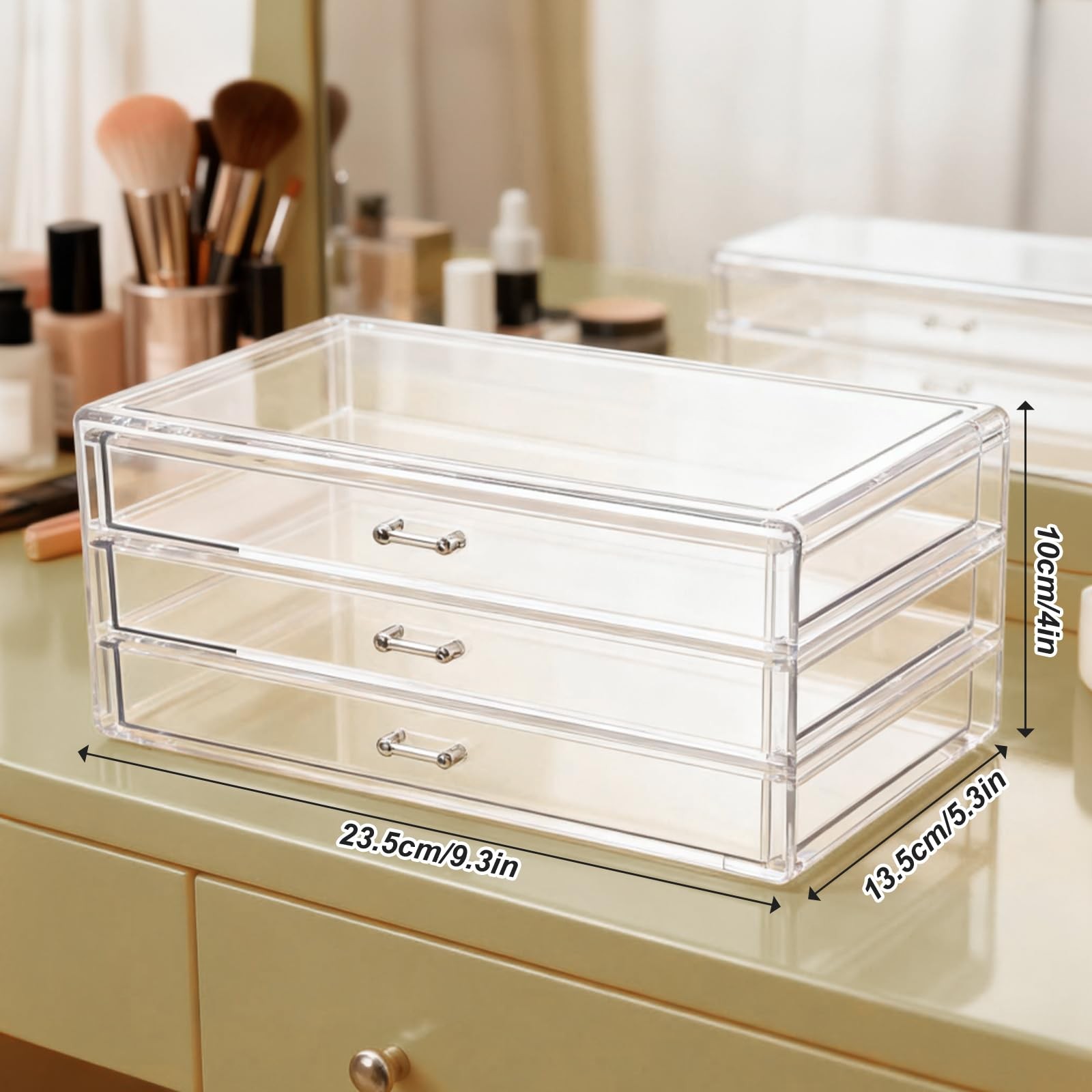 1 Pc Acrylic Storage Drawers, 9.3 X 5.3 X 4 x x 4 inches, Transparent