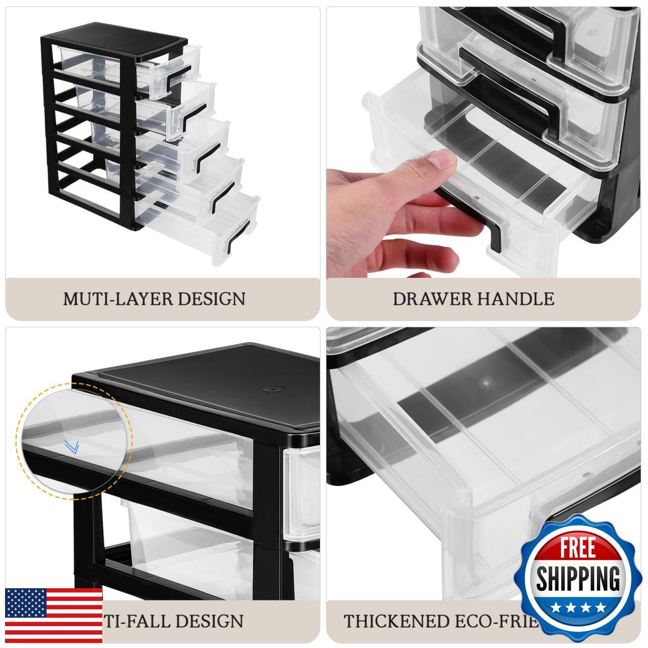 Angoily Desk Organizer with Drawer 5 Layers Desktop Storage Organizer Transpa