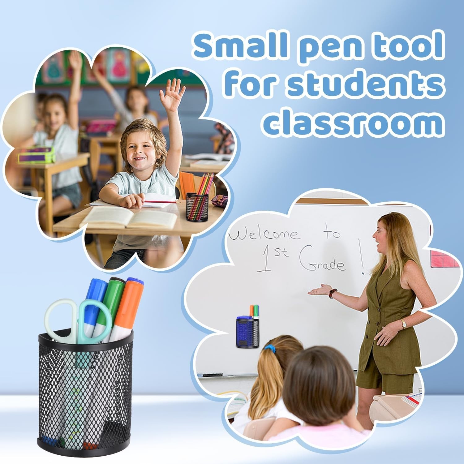 2 Pack Black Magnetic Pencil Holder – Modern Storage for Class & Office Supplies