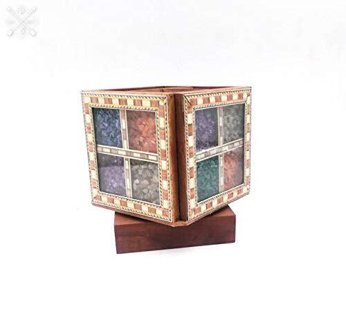 Wood Pen Holder Gem Stone Painting for Desktop Office Study Table Multicolor
