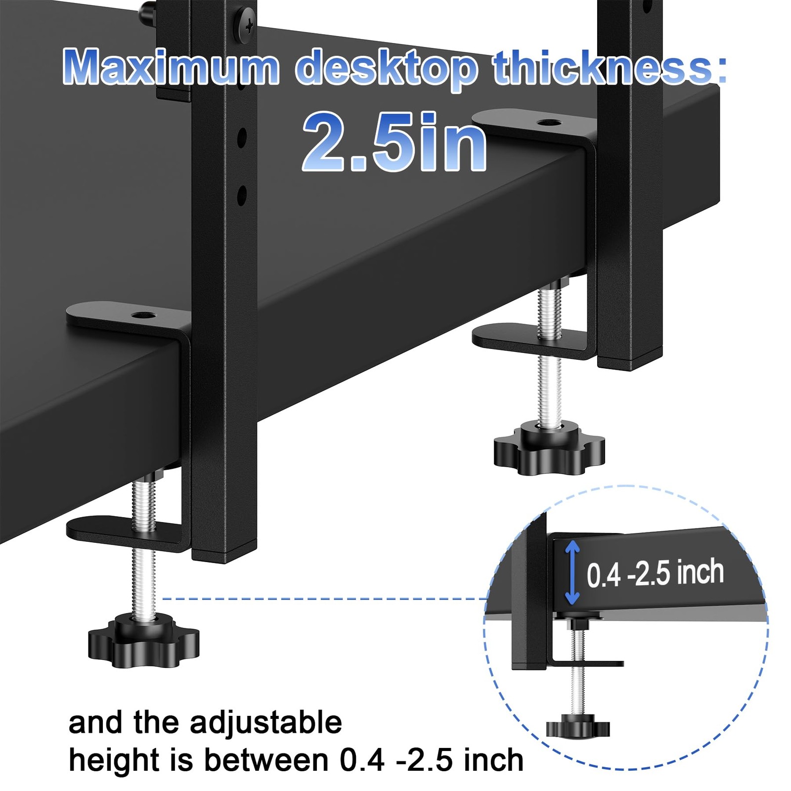 Spacrea clamp on Desk Shelf, 2 Tier Office 12.5 x 6.58 x 16.85 inches, Black