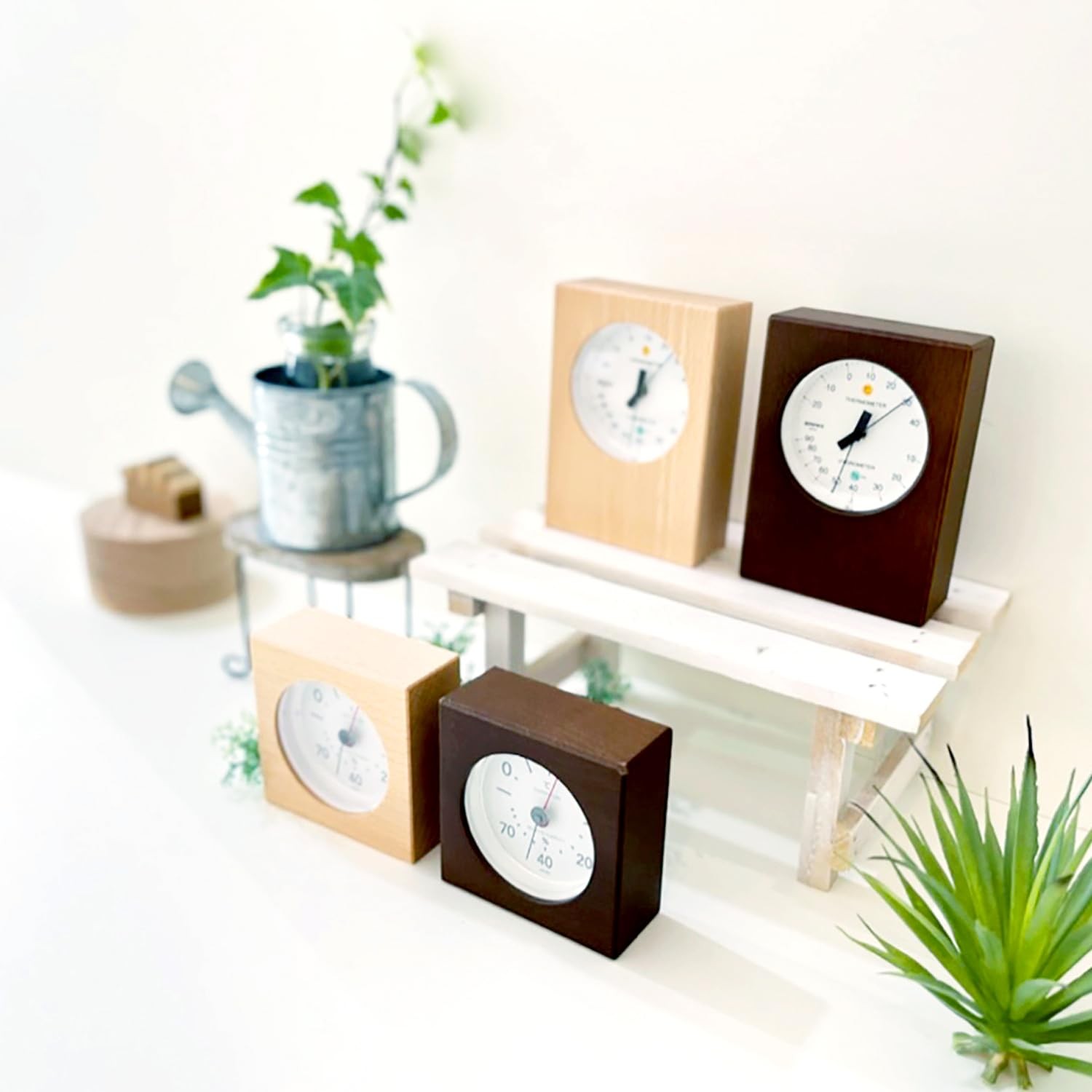 KATOMOKU Hygrometer Brown Rectangular Wooden Wall & Desk Japan