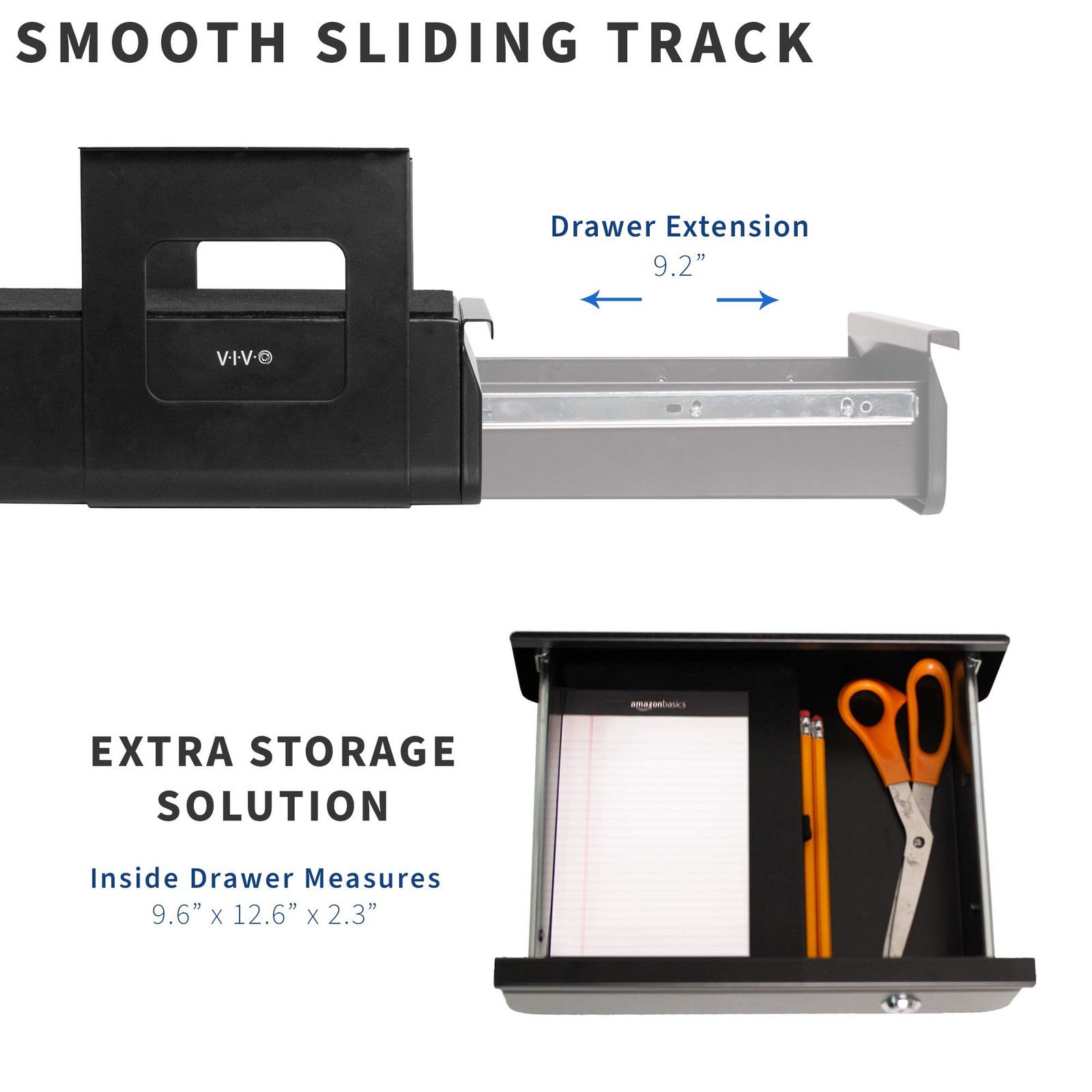 VIVO 13 inch Under Desk Mounted Pull-Out Drawer, Secure Lockable Sliding Office