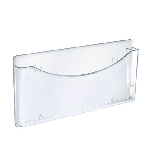 Azar Displays Clear Plastic Wall Mount File Holder with Pen Pocket, 2-Pack