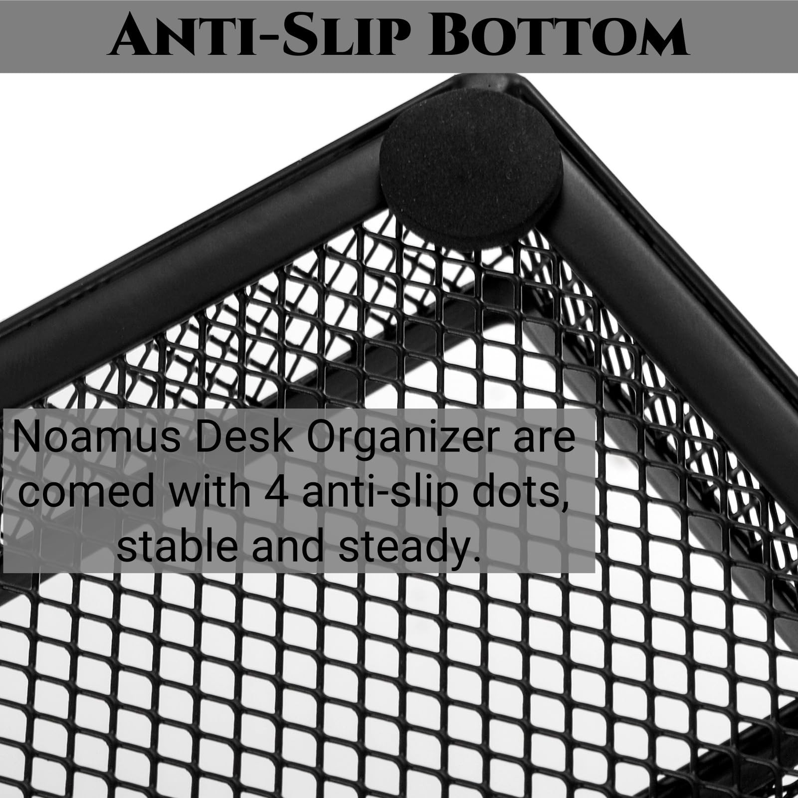 Noamus 2 Pack Desk Drawer Organizer, Metal Mesh Office Tray, 6 Black