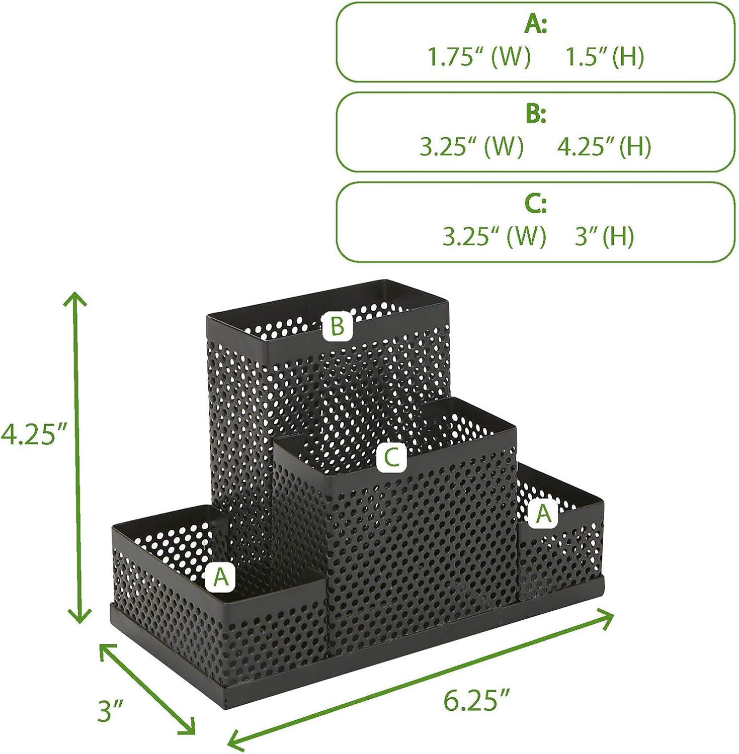 Mind Reader Desk Organizer [4-Compartment, 2-Piece Same Set] – Supplies and Acce