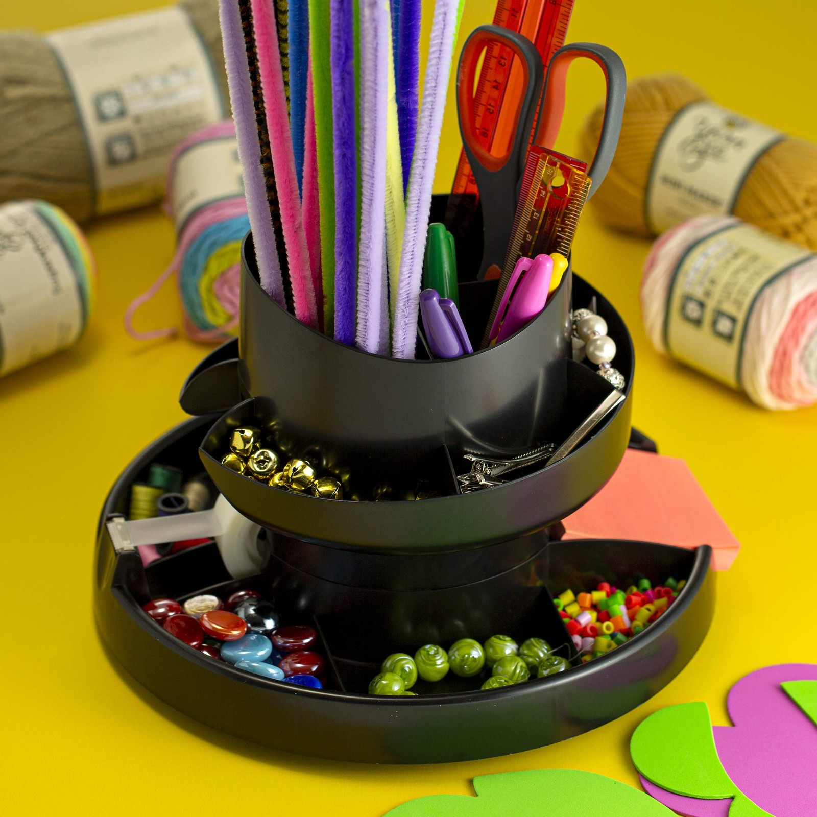 Recycled Rotary Organizer, 16 compartments, 10 1/4 x 6 (Pack of 1), Black