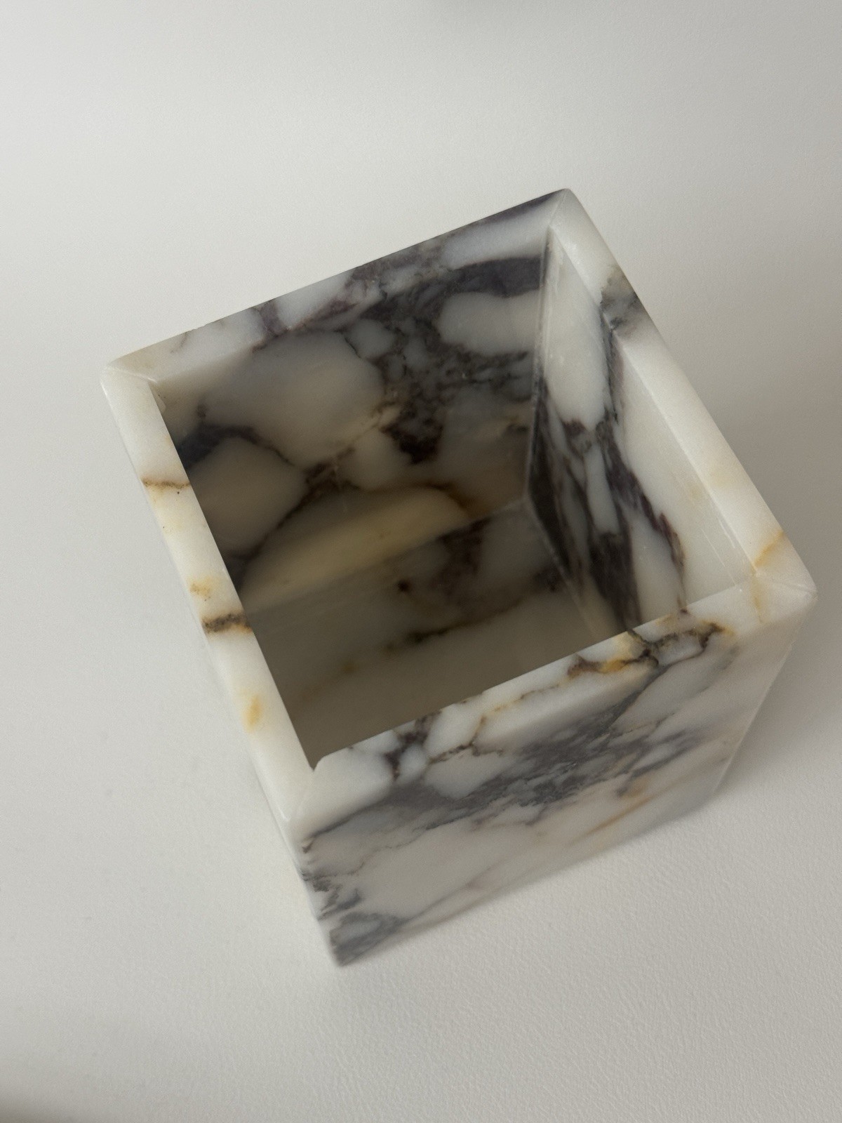 Marble Makeup Brush Holder – Calacatta Viola Marble Candle Toothbrush Cup
