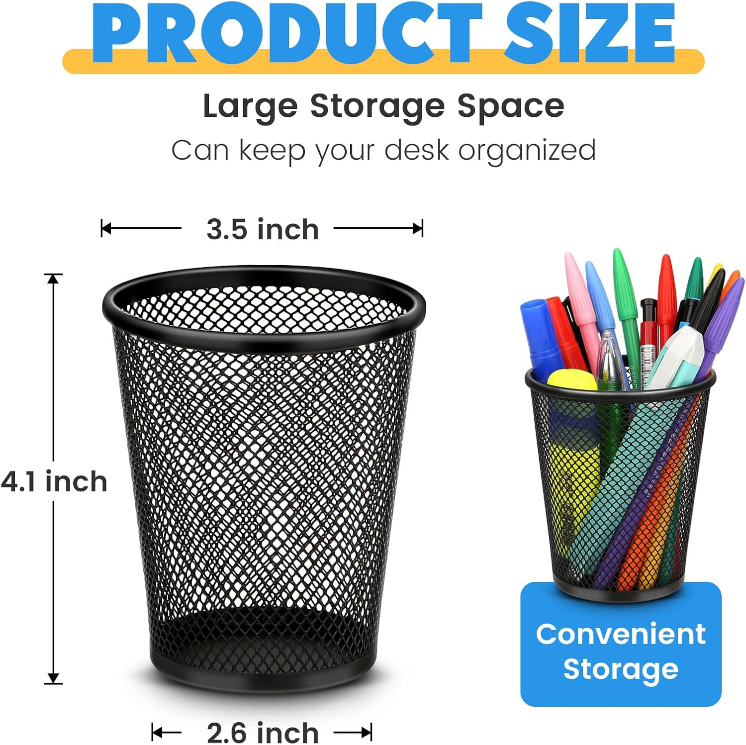 Pen Holder for Desk, Pencil Holder for Desk, 4 Pack Pencil Cup for Pen, Mesh Met