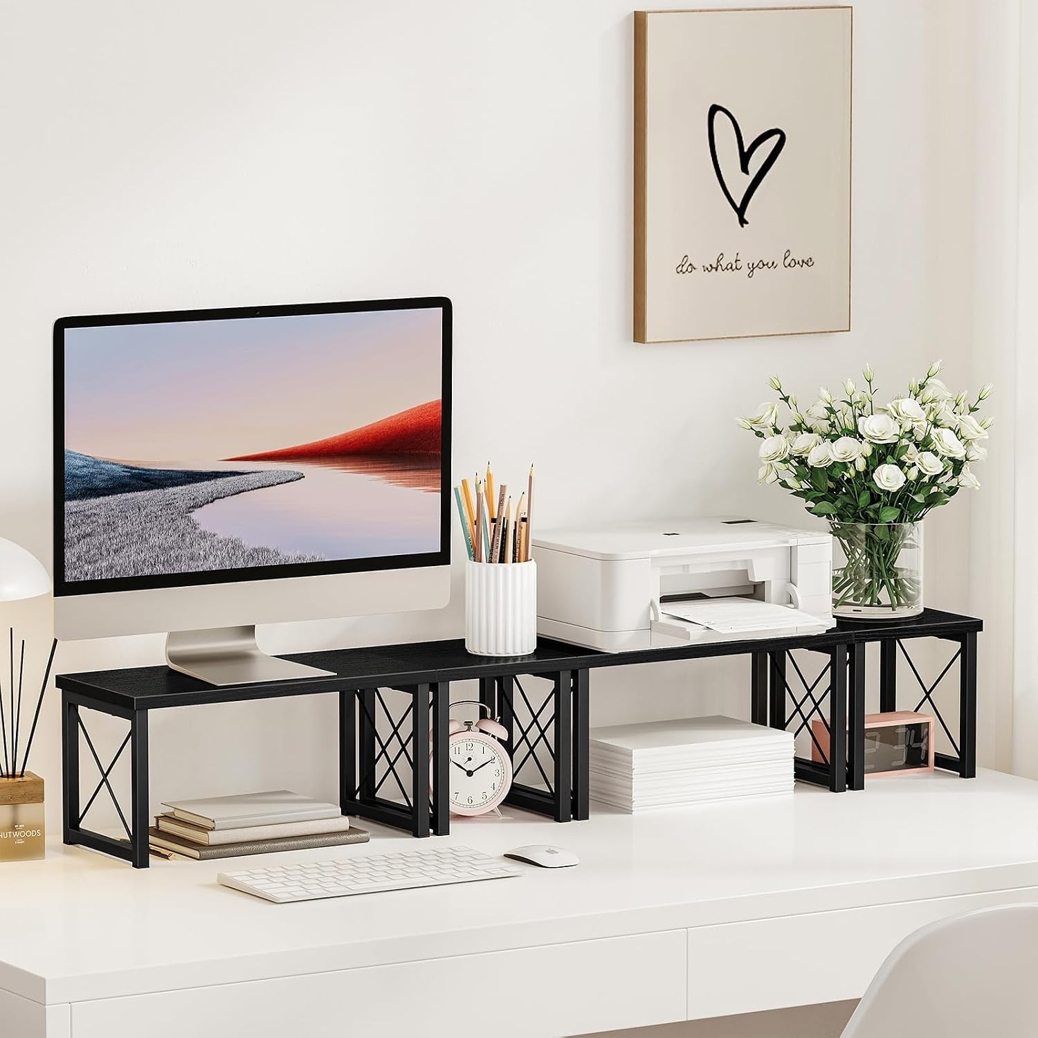 Versatile 2 Tier Desk Organizer, Freestanding Shelf – Black