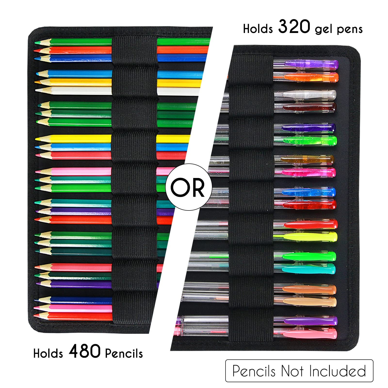 YOUSHARES Big Capacity Colored Pencil Case 480 Slots large Pen Case Organize…