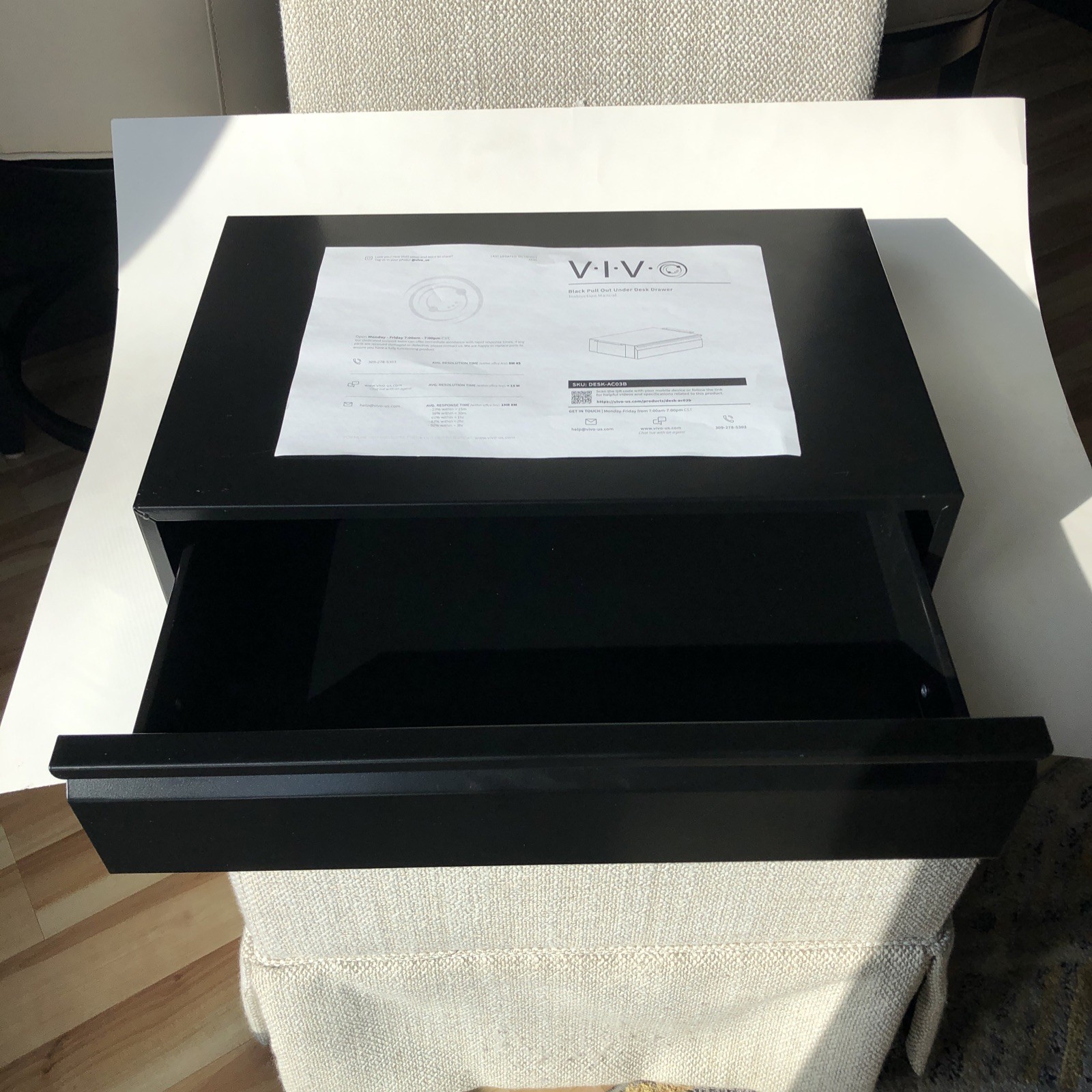 VIVO Black Pull Out Desktop Storage Drawer Desk Organizer NO MOUNTING BRACKET