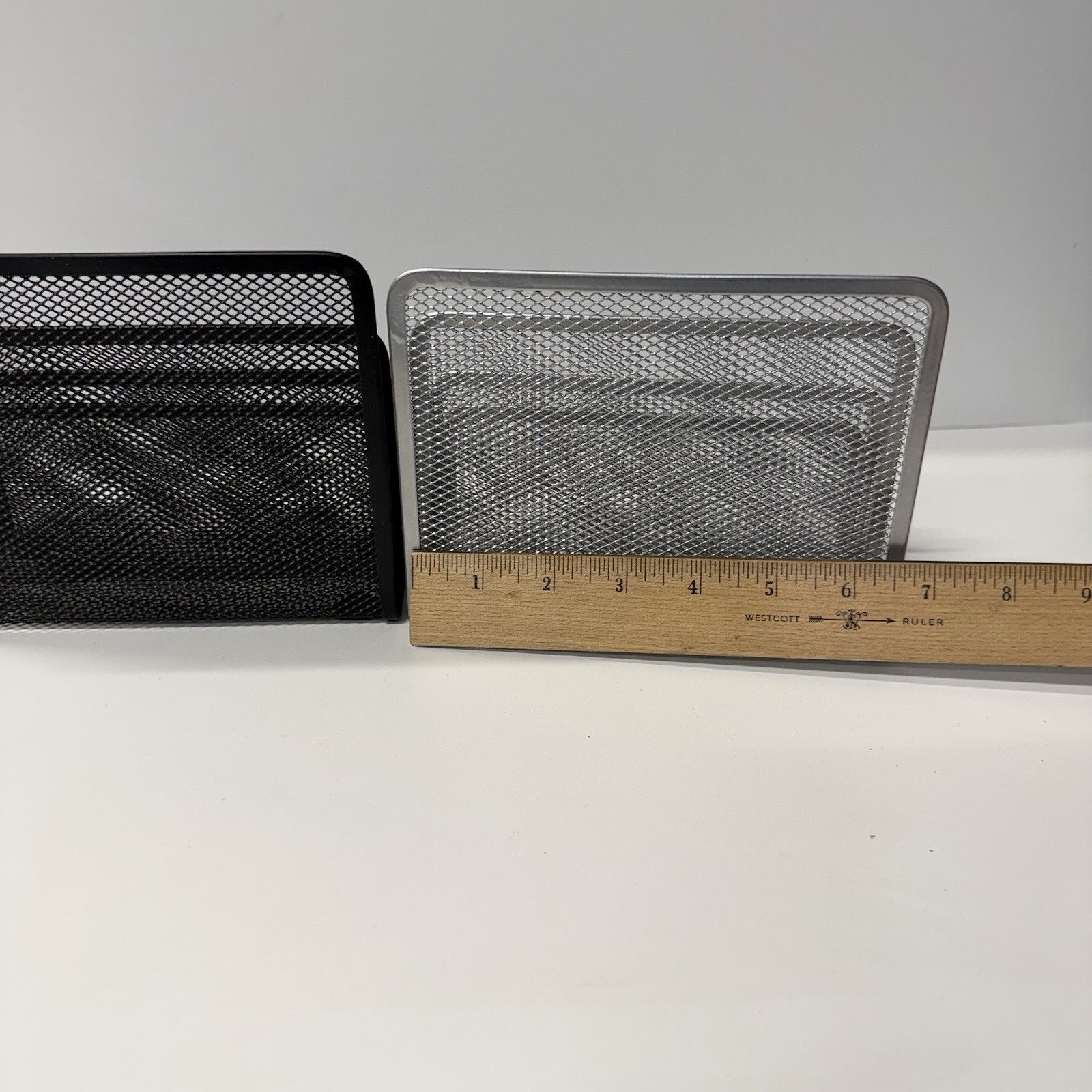 Sturdy Wire Mesh Desk Mail Organizer, 3 Slots, Black & Grey