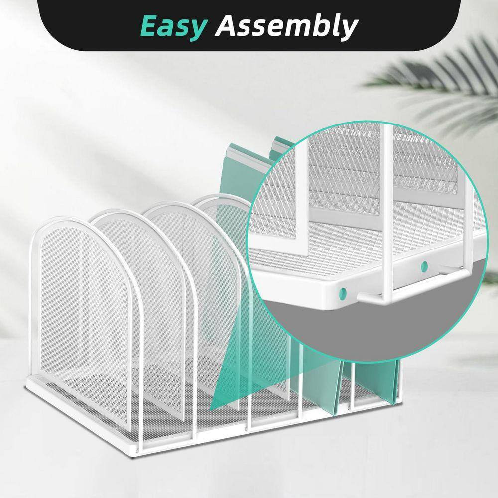 7.87 In. X 12.2 In. File Organizer for Desk, 5-Section Mesh Desk Organizer, Vert