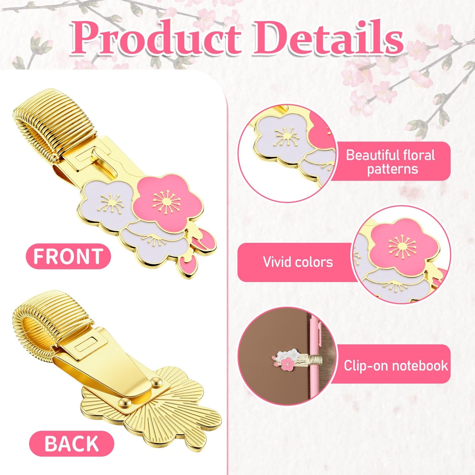 2 Pcs Pen Holder for Notebook, Adjustable Metal Pen Holder Clip Spring Loop F…
