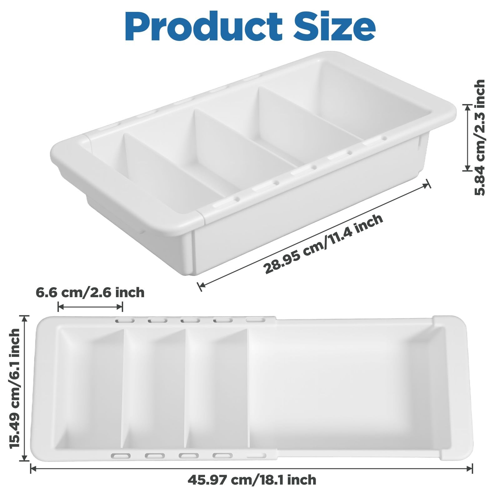 PercyEffie 2pcs Drawer Organizer Expandable with Insert Adjustable Lightwhite