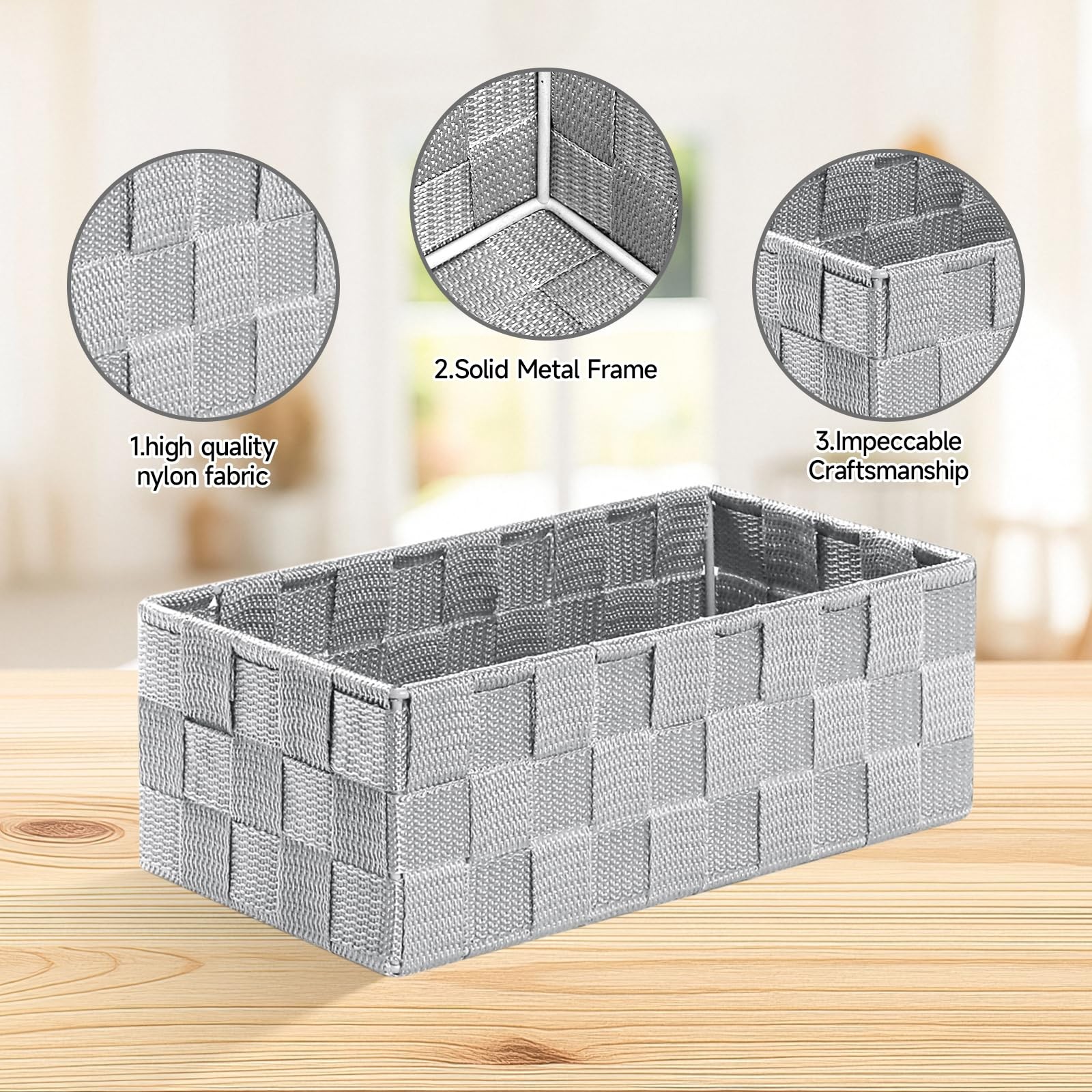 Small Baskets for Organizing(7 Set) Woven Storage for Shelves, Bathroom, Deco…