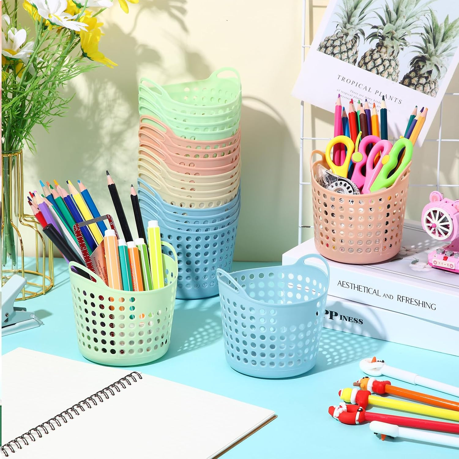 Weysat 36 Pcs Back to School Pencil Holder Pencil Cup Bulk Plastic Pen Holder fo