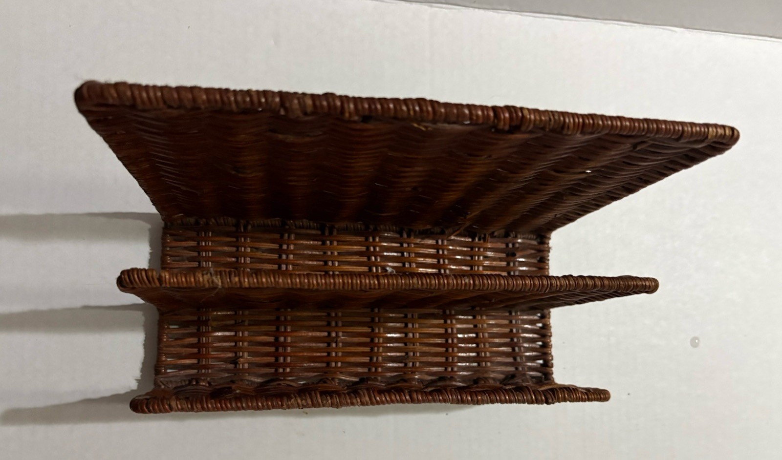 Wicker Desk Organizer Vintage Brown Rattan