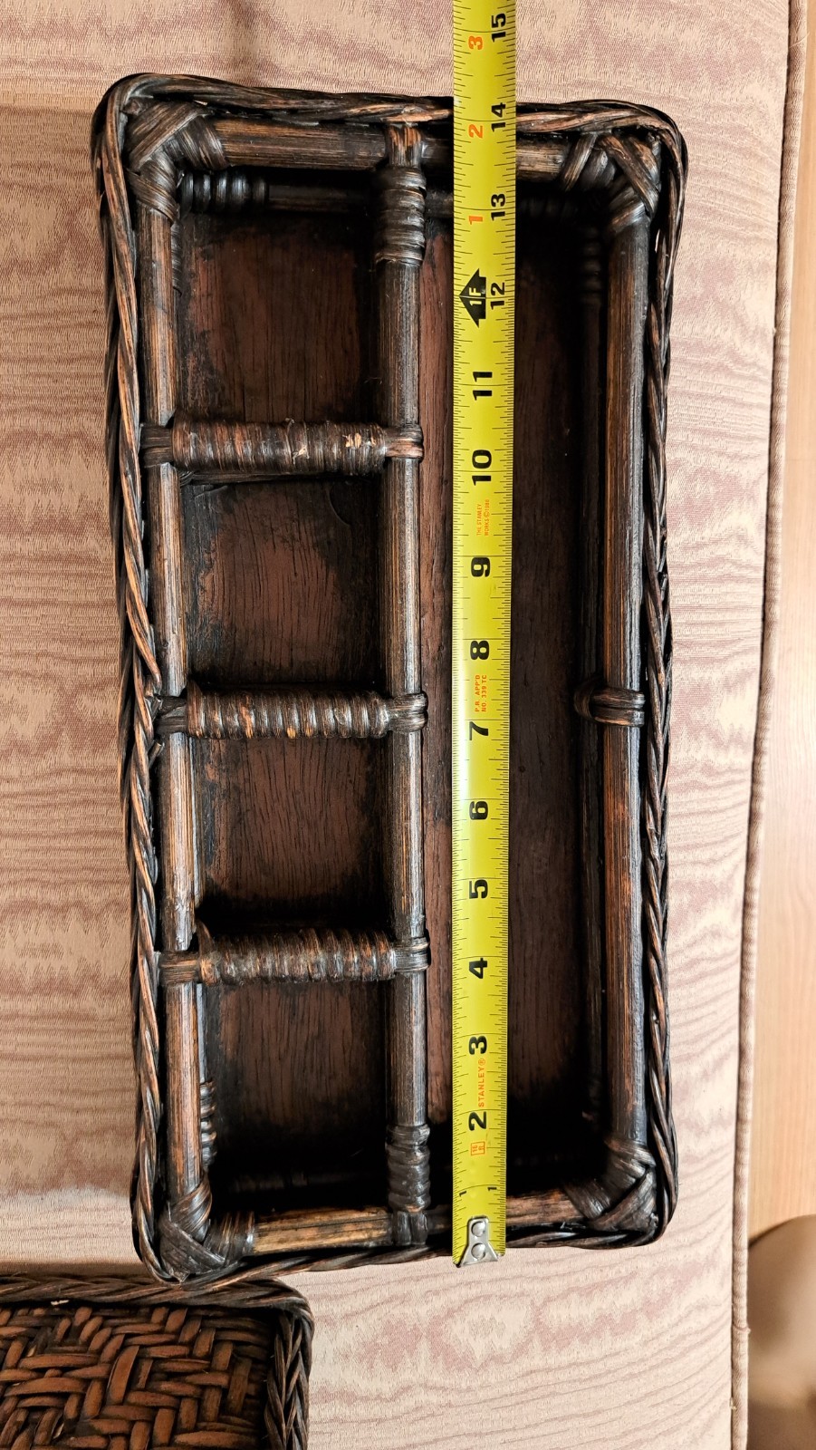 Vintage 4 Pc Woven Bamboo Rattan Wicker Desk Organizer Set Pencil Letter Boho