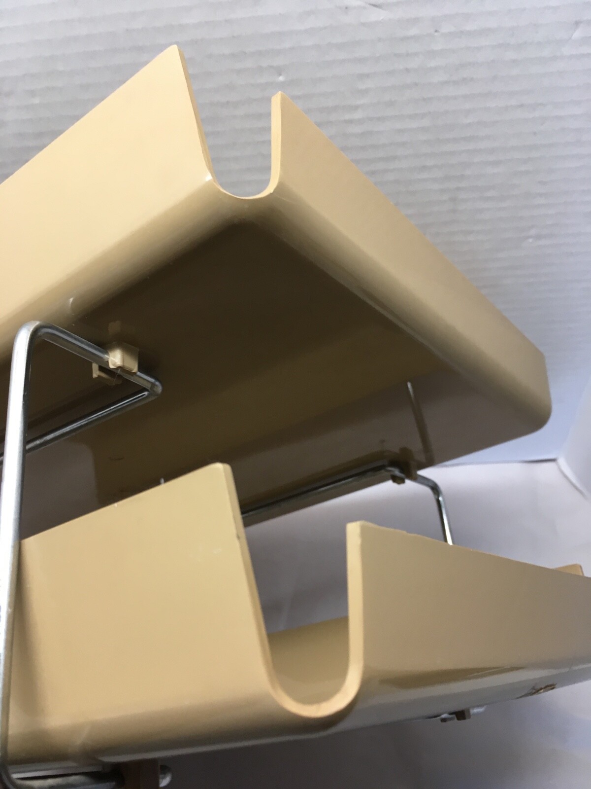Vtg McDonald Duk-It Beige Plastic Chrome 2-Tier In Out Desk Tray Organizer MCM