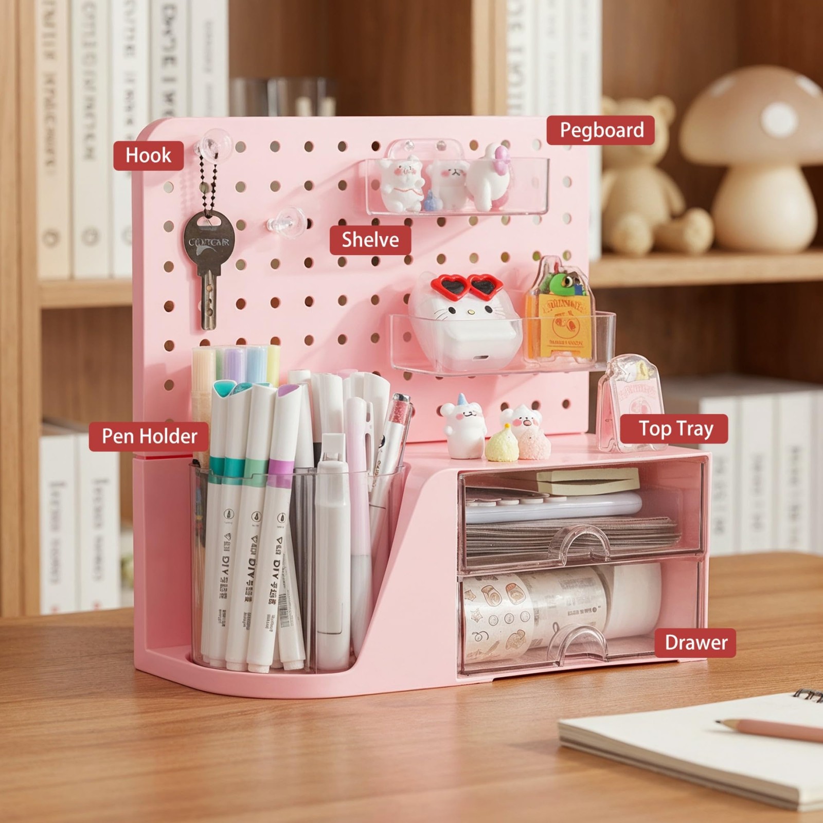 Desk Organizer with Drawer, 360° Rotating Pen Holder for Desk, Pen Organizer …