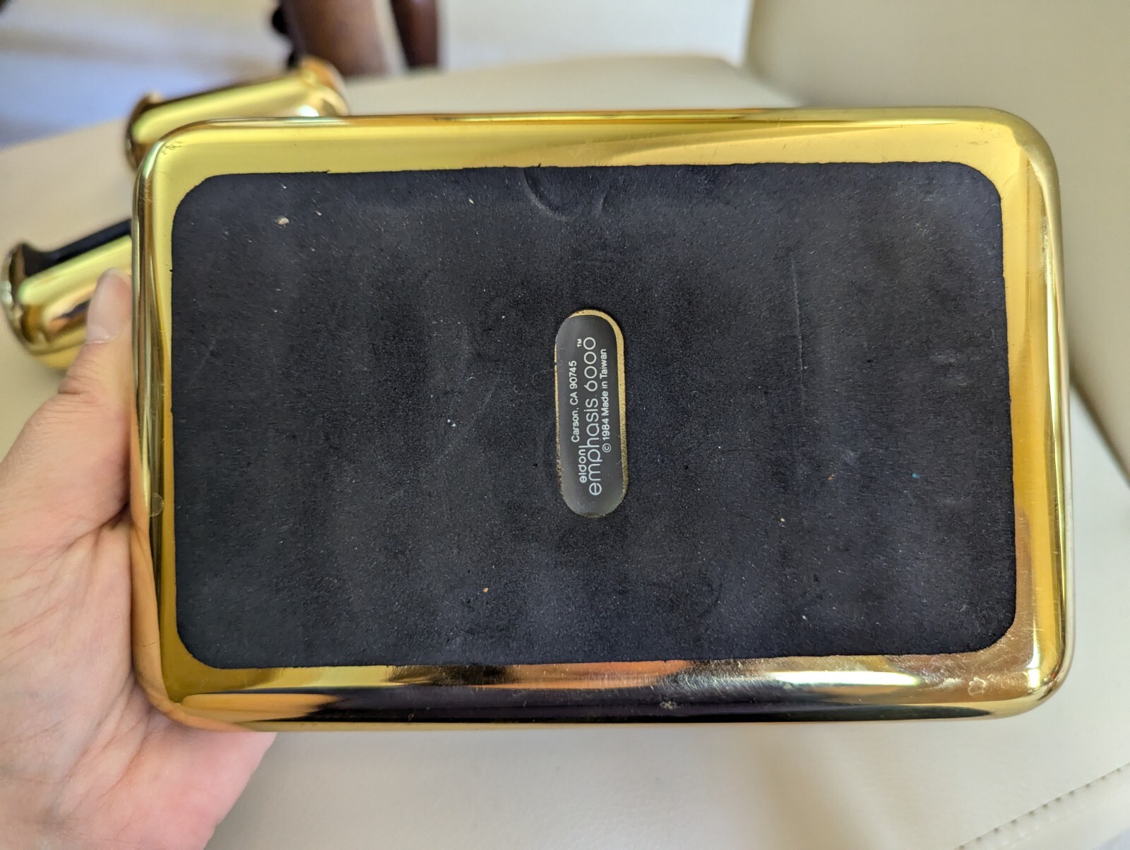 Eldon Emphasis Vintage Office Brass Note Pad Tray Business Card Paperclip Holder