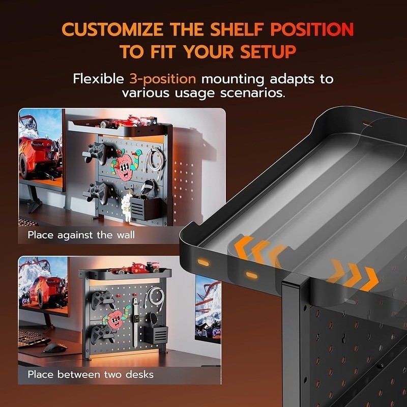 Magnetic Desk Pegboard Shelf Heavy Duty Clamp Adjustable Organizer Office Gaming