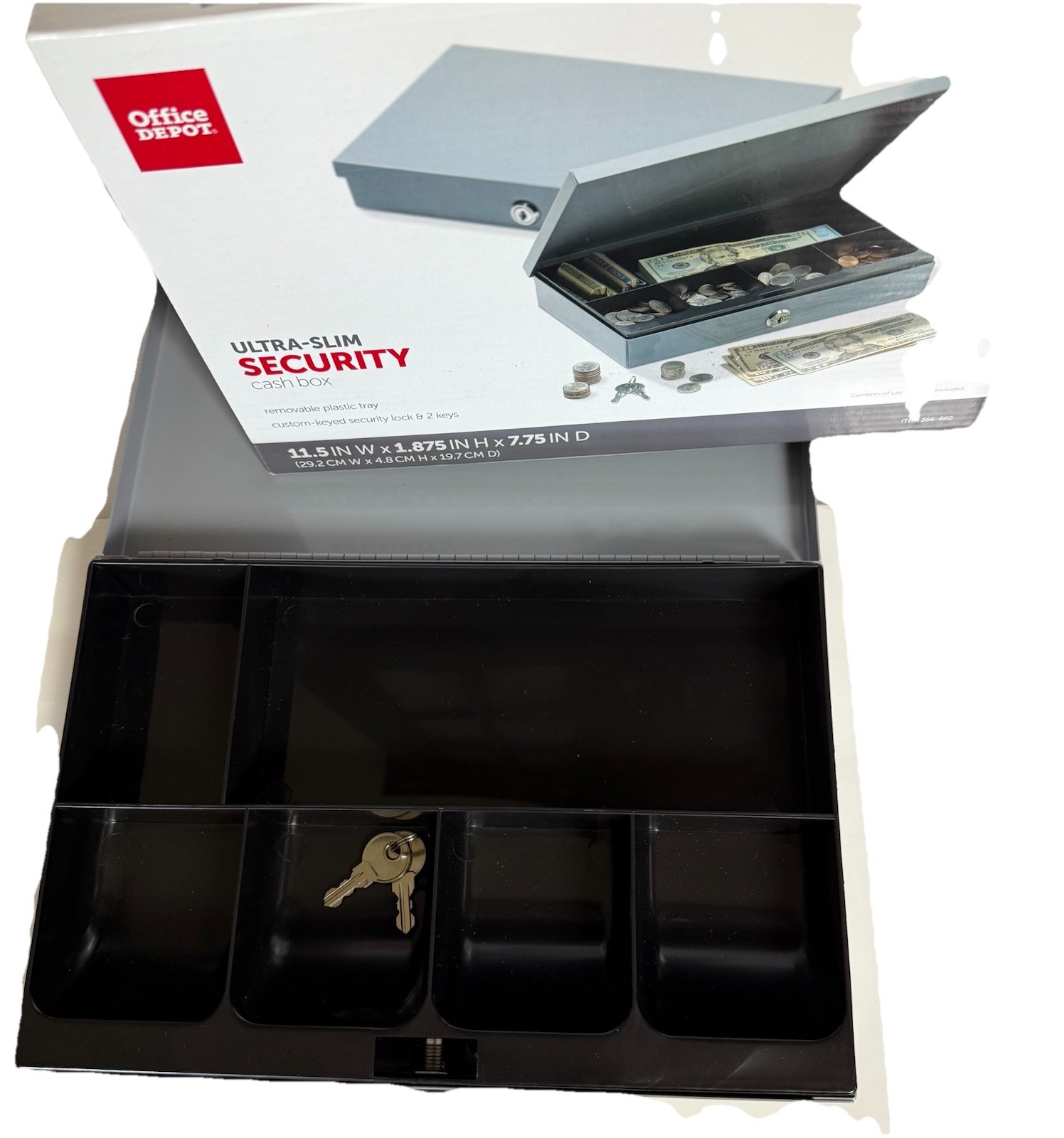 Office Depot Brand Ultra-Slim Cash Box With Security Lock (O5)