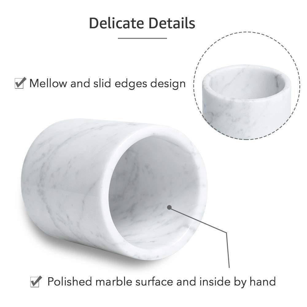 3.15In X 3.94In Natural Marble Pencil Holder Stand for Desk, Makeup Brush Cup, B